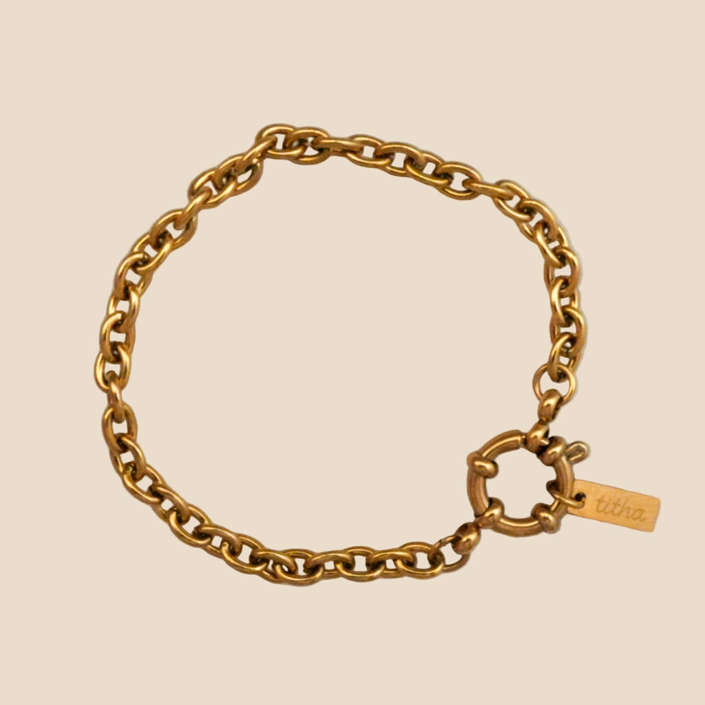 18K gold-plated stainless steel round cable chain bracelet