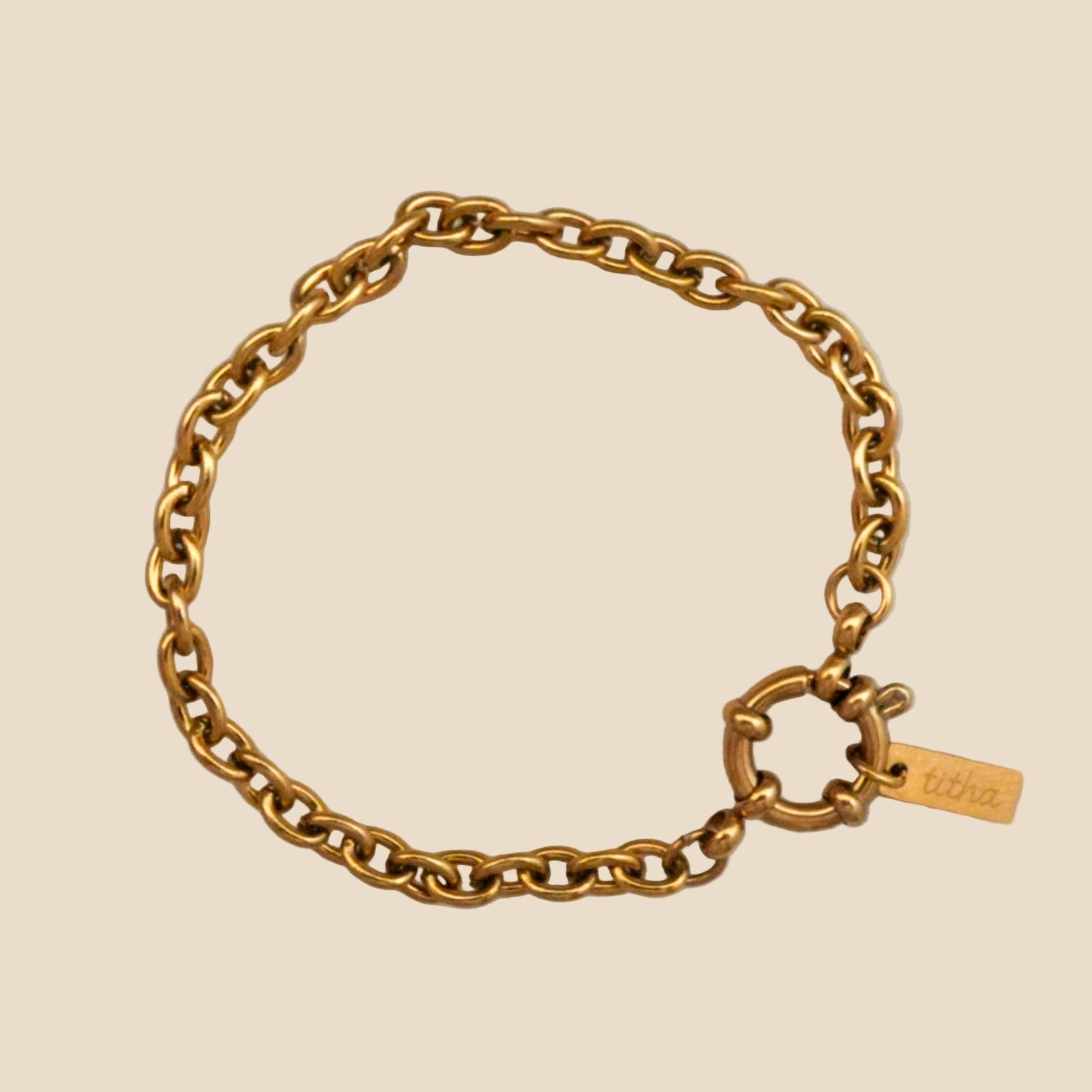 18K gold-plated stainless steel round cable chain bracelet