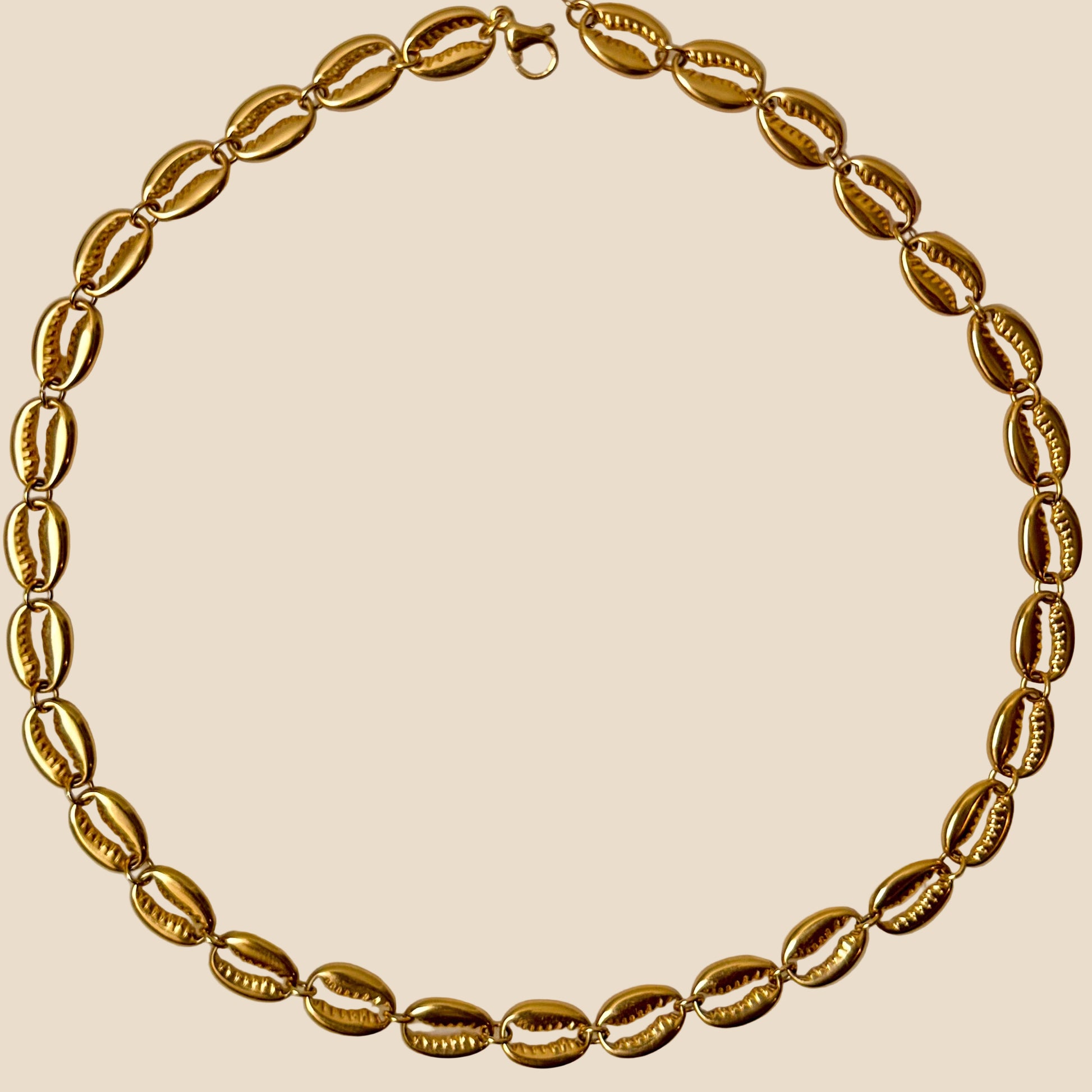 18K gold-plated stainless steel shell beaded necklace