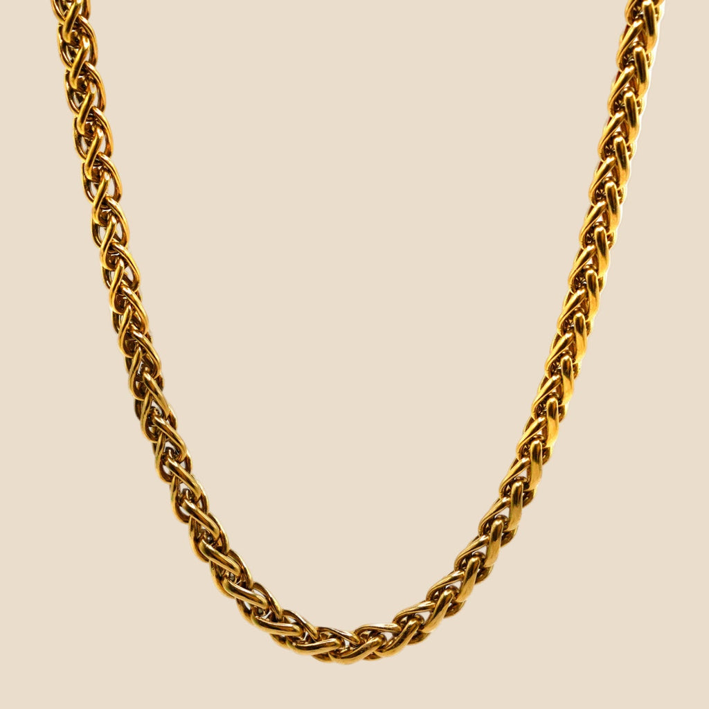 18K gold-plated stainless steel wheat chain necklace