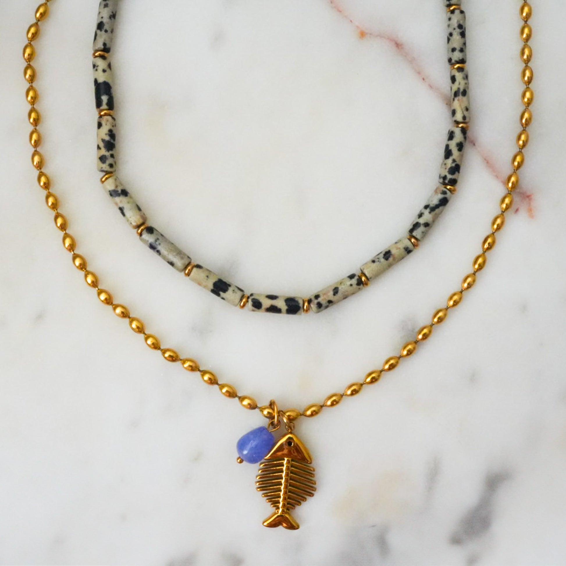 Dalmatian jasper necklace set