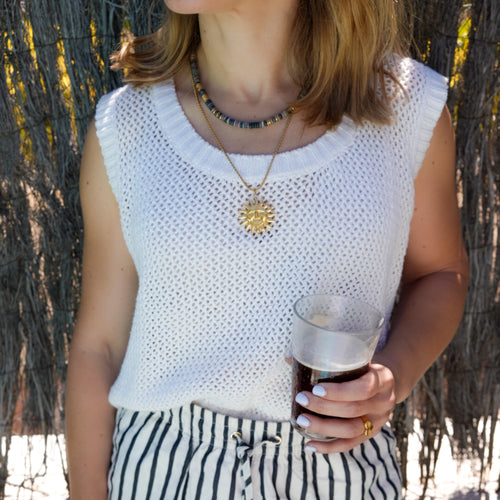 18K gold-plated sun pendant necklace