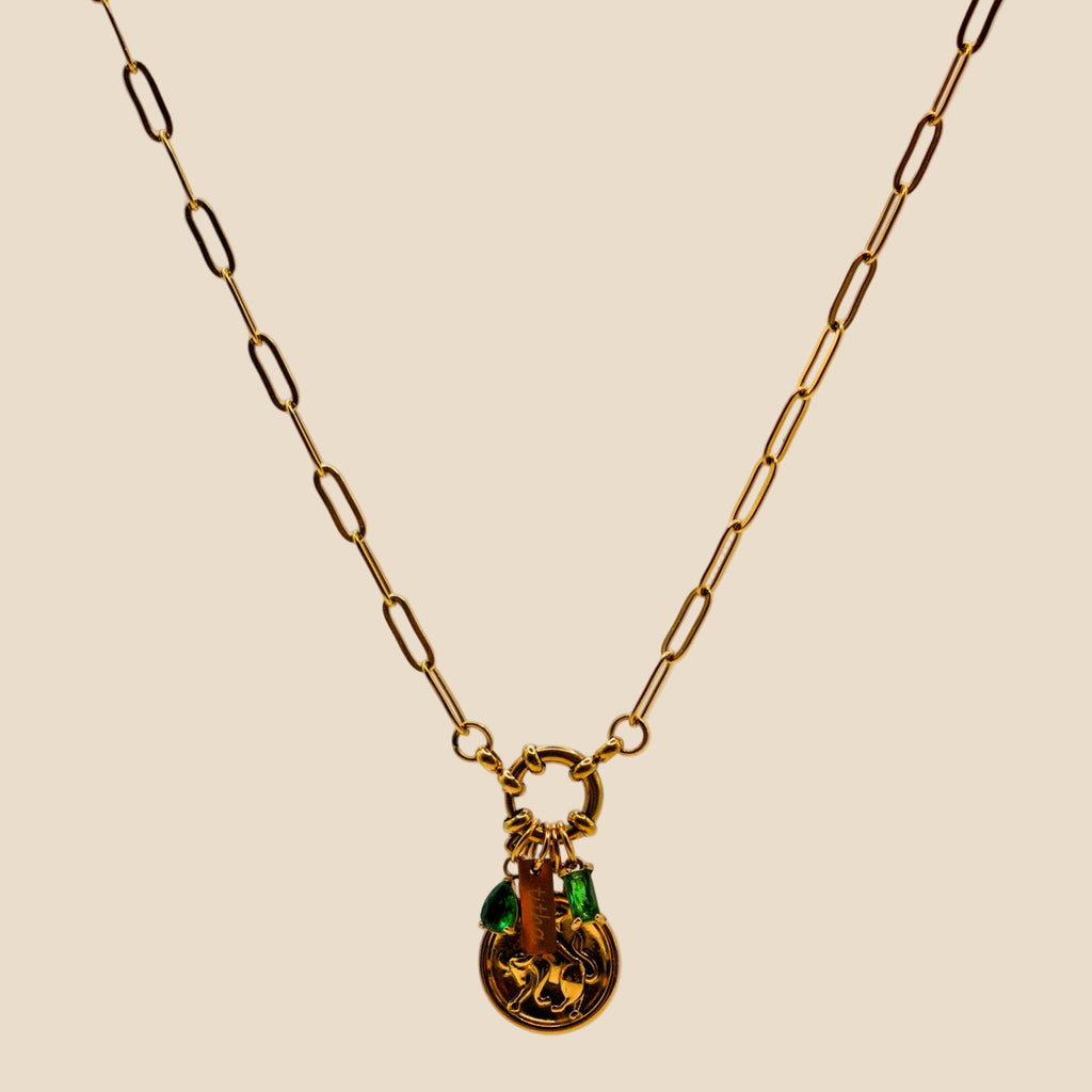 Collar: Piedra de nacimiento + Signo del zodiaco