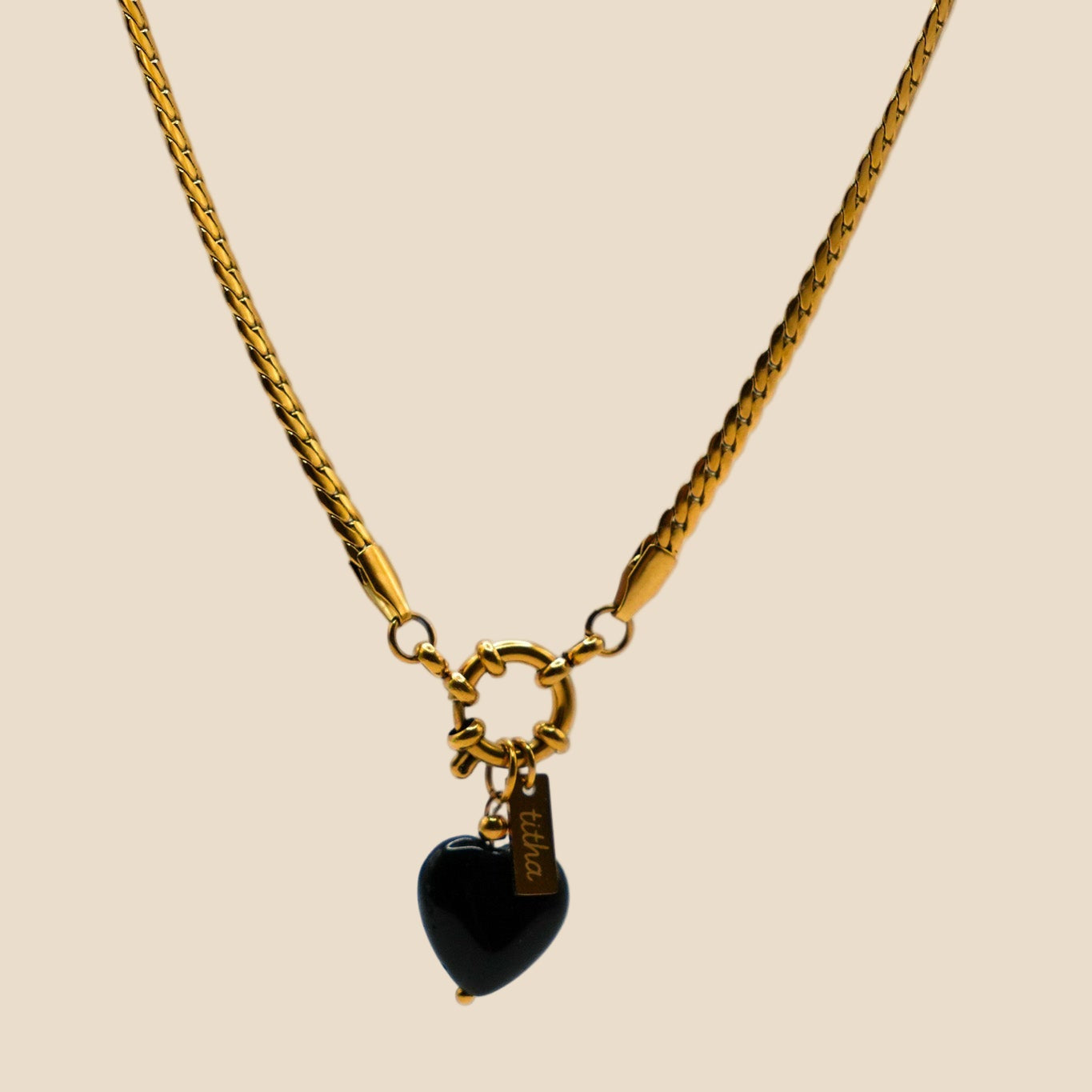 Gold-plated necklace + crystal heart