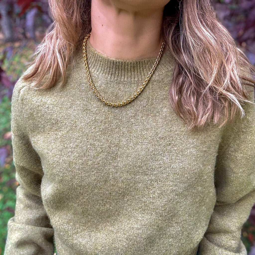 Gold-plated wheat chain necklace