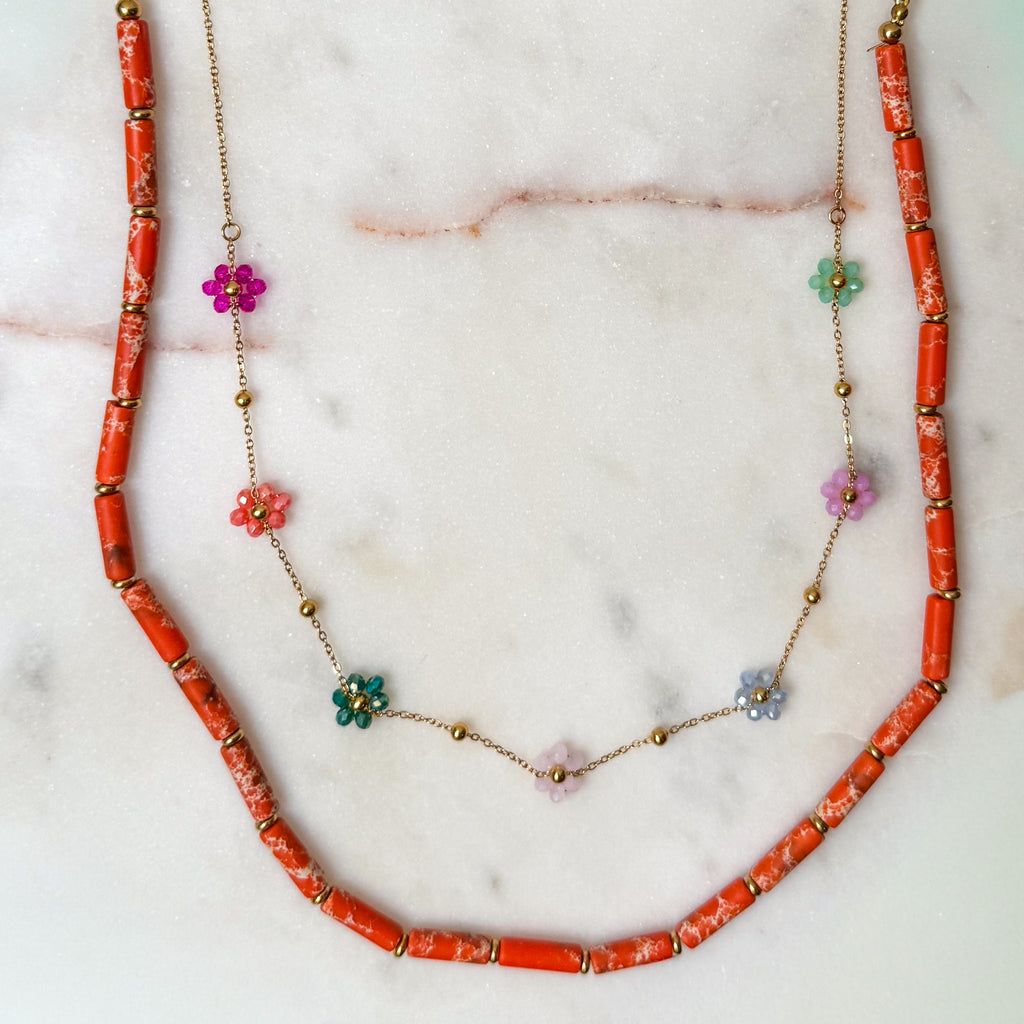 Orange emperor stone necklace set