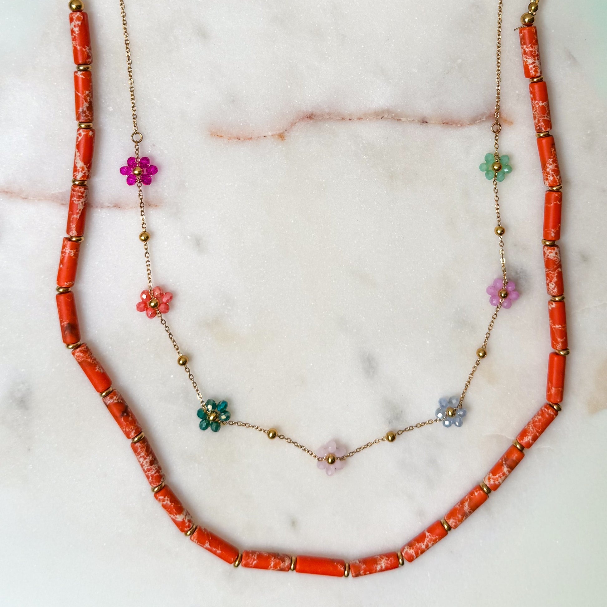 Orange emperor stone necklace set