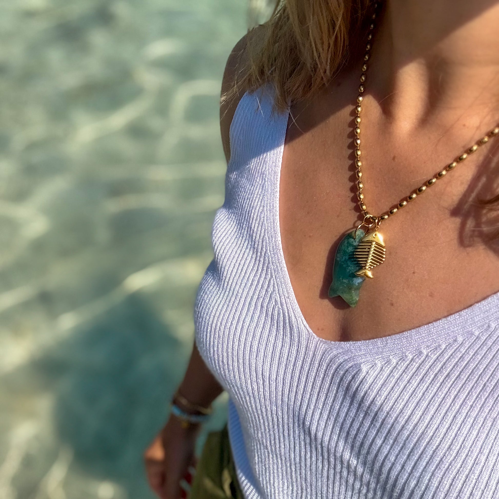 Necklace Crystal Fish - Gold