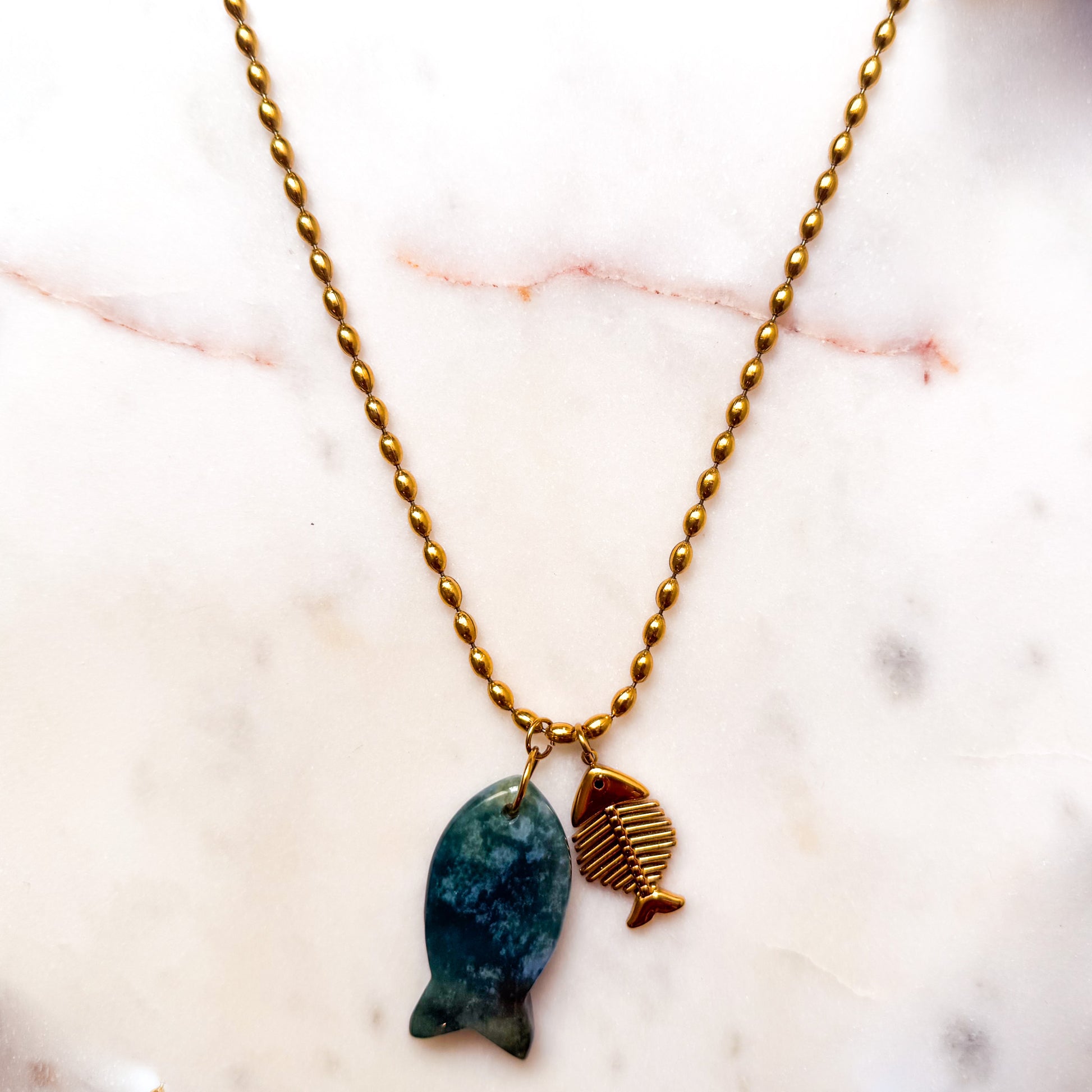 Necklace Crystal Fish - Gold