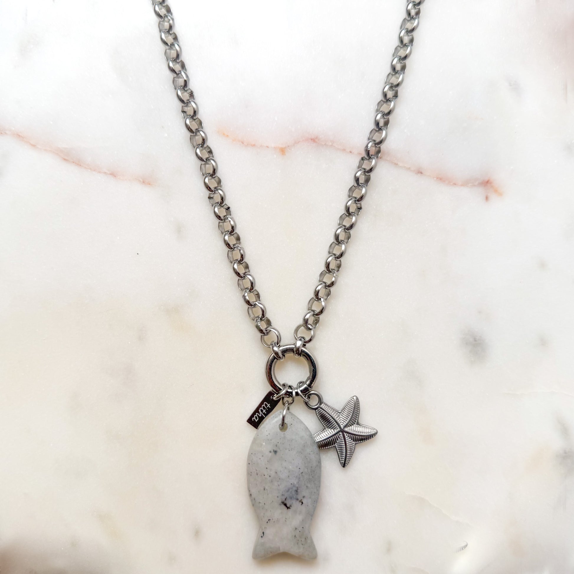 Necklace Crystal Fish - Silver