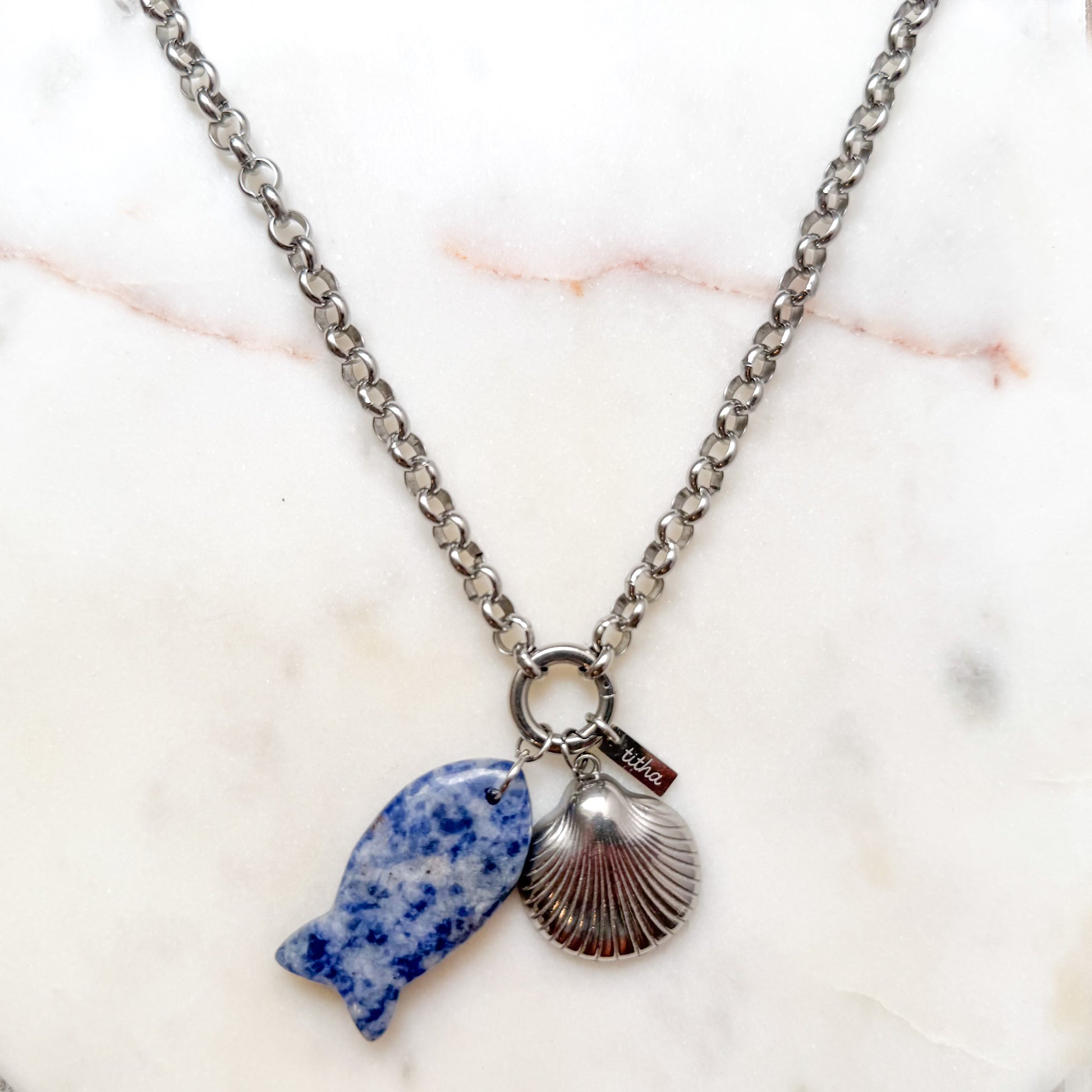 Necklace Crystal Fish - Silver
