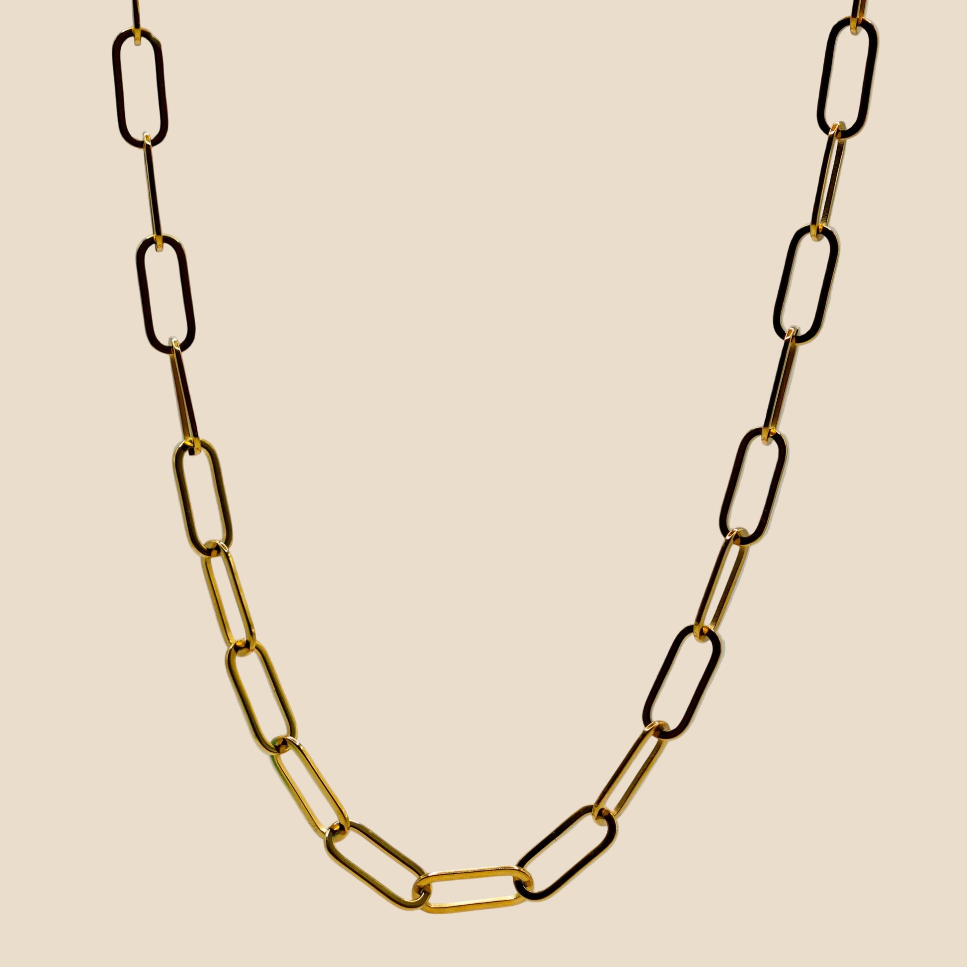 18K gold-plated stainless steel paperclip chain necklace